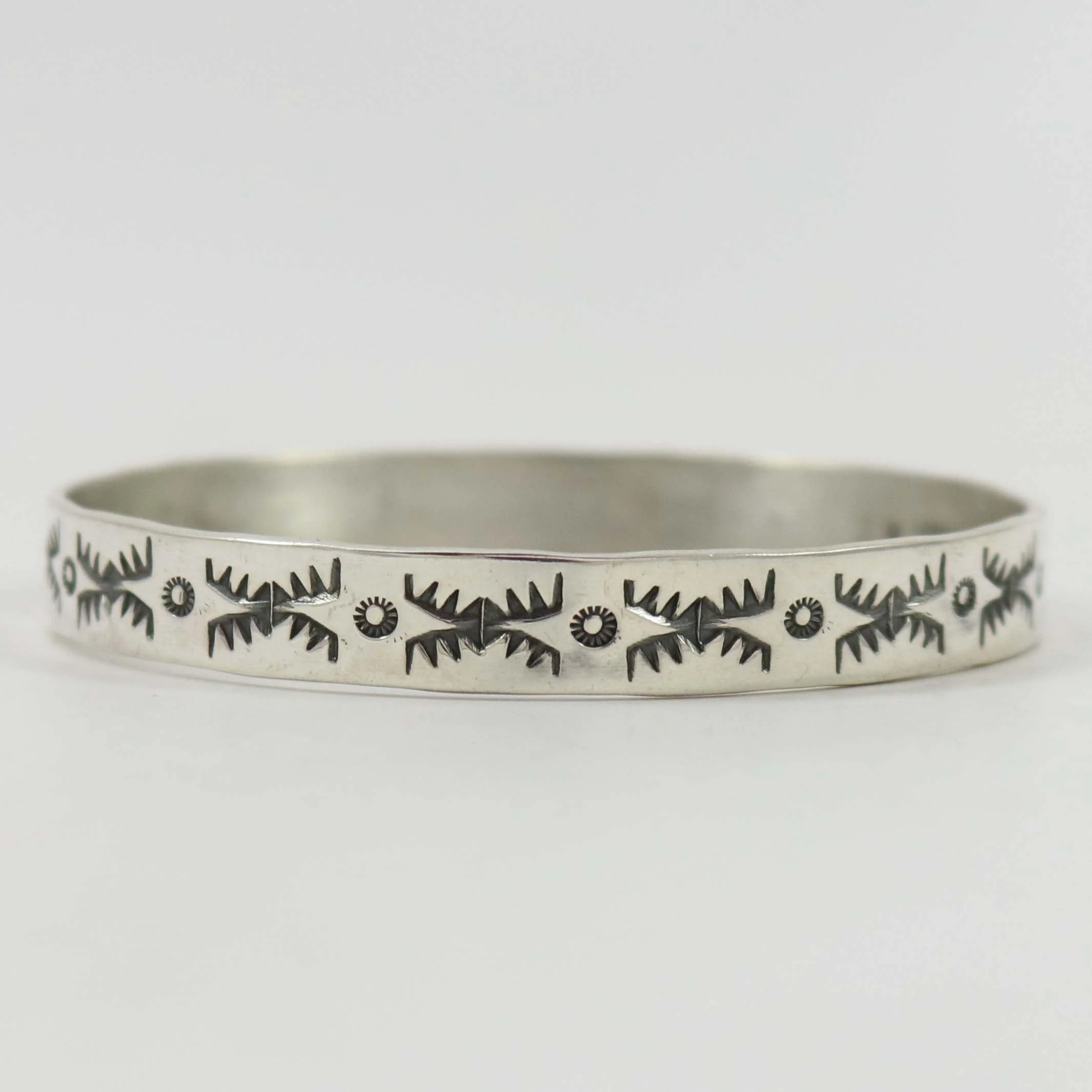 Stamped Silver Bangle - Image 3