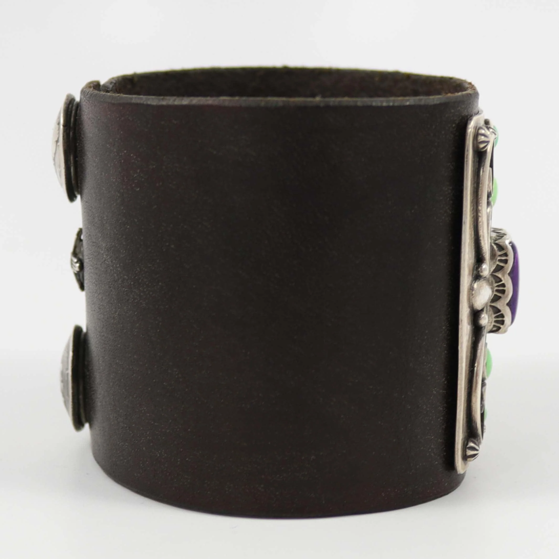 Sugilite and Turquoise Leather Cuff - Image 3