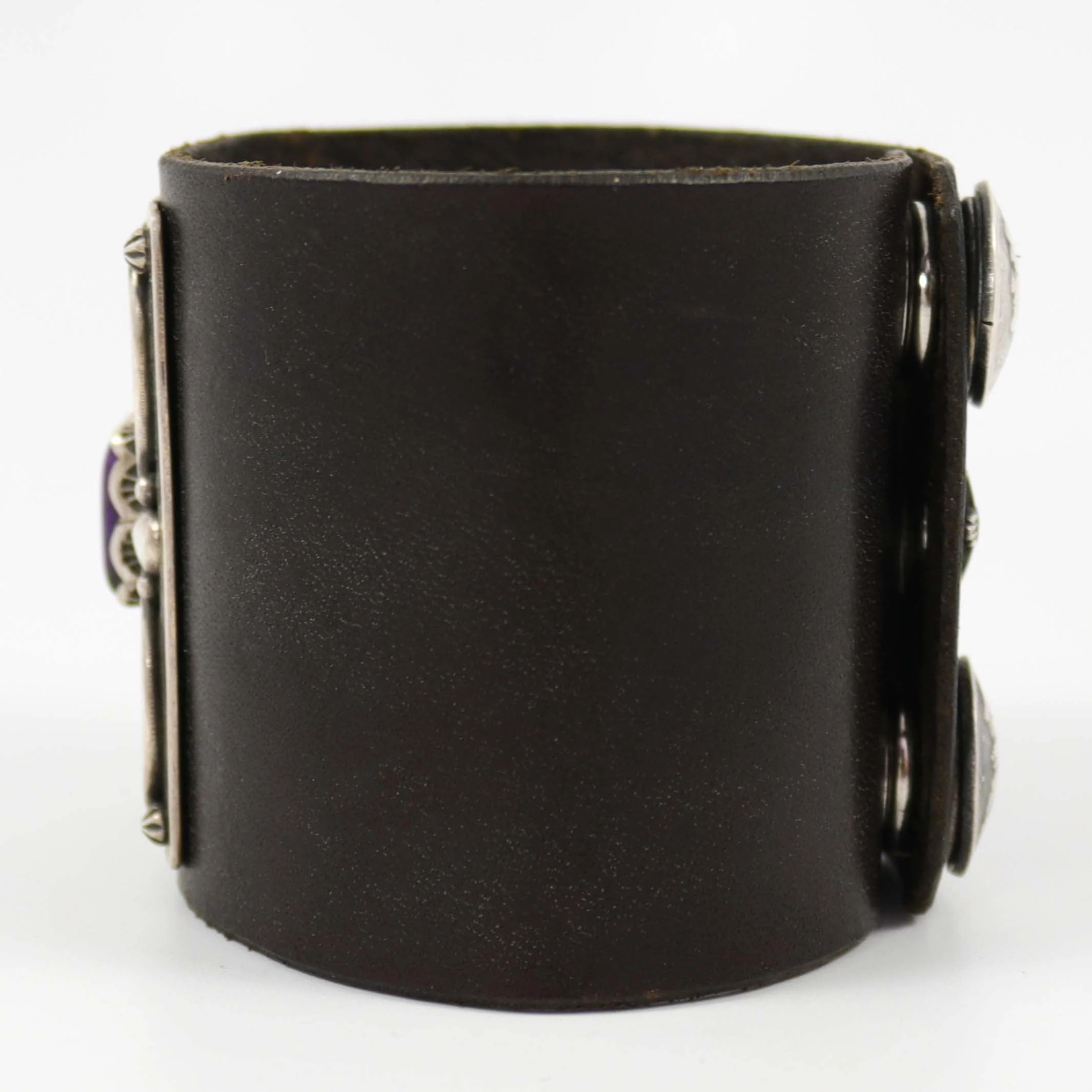 Sugilite and Turquoise Leather Cuff - Image 5