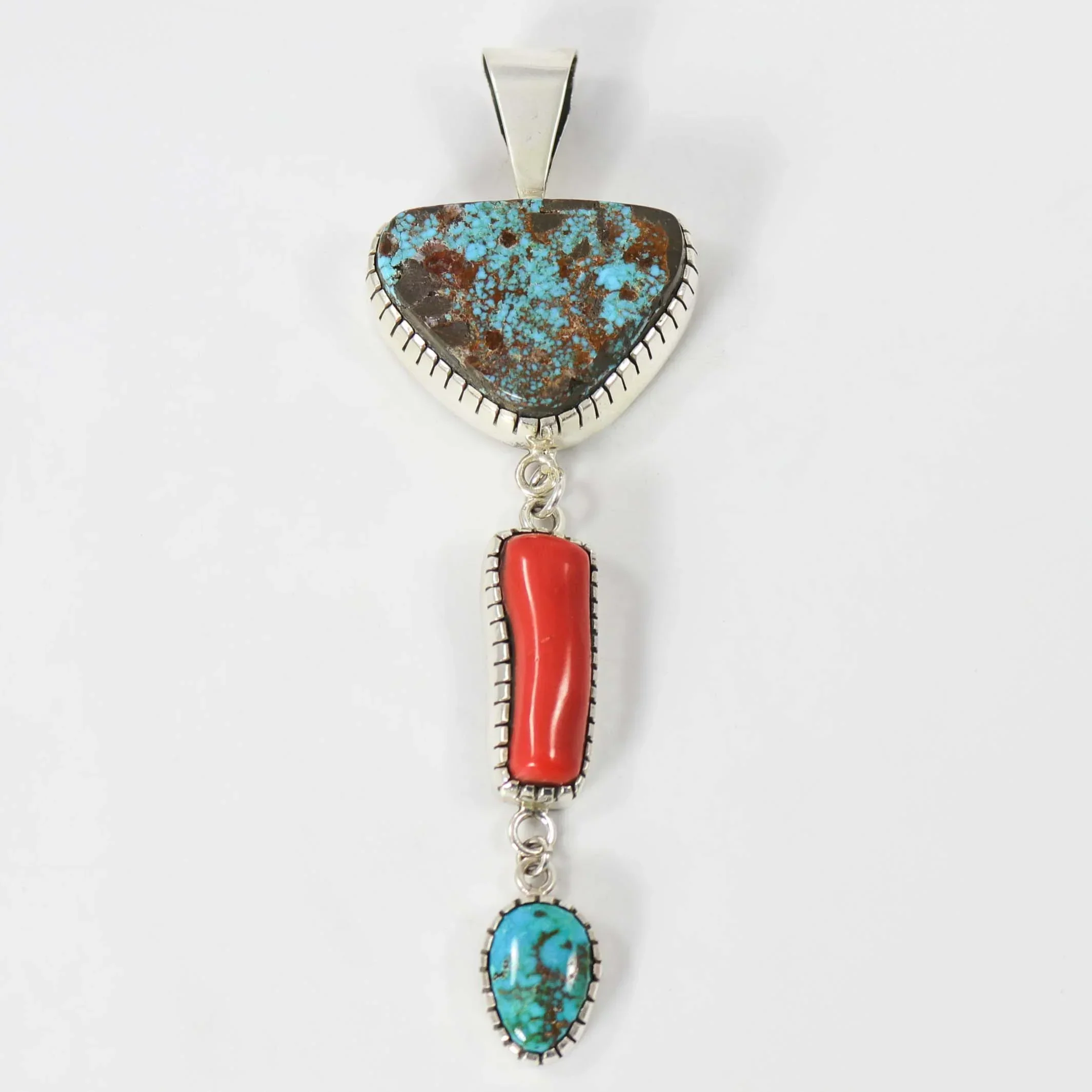 Turquoise and Coral Pendant