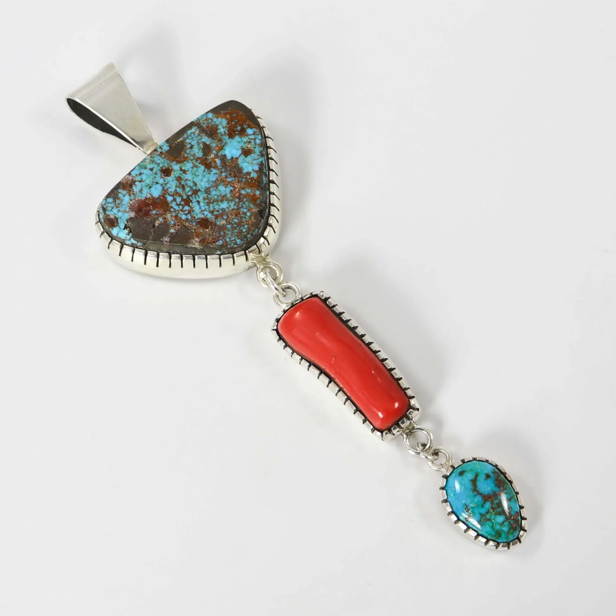 Turquoise and Coral Pendant - Image 2