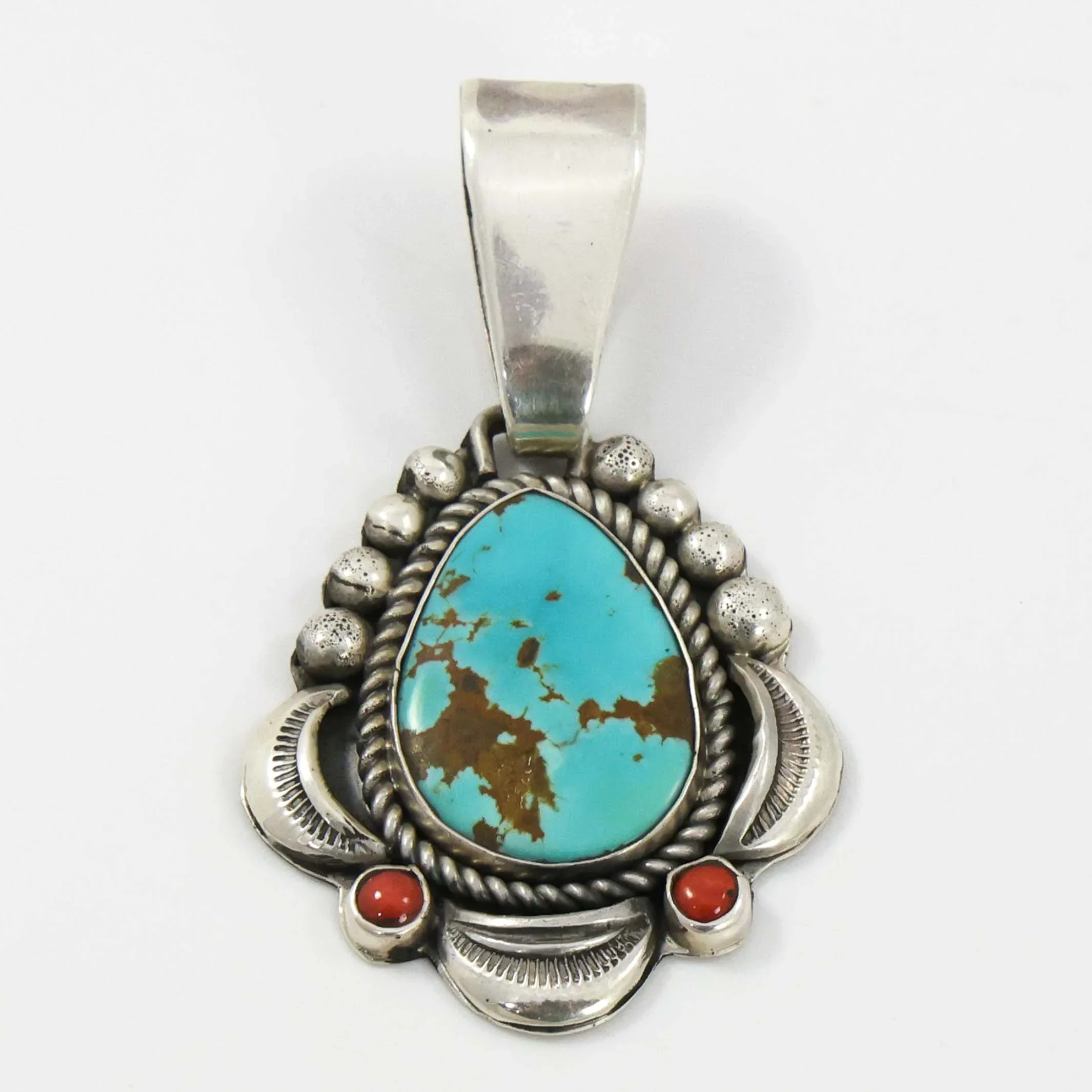 Turquoise and Coral Pendant