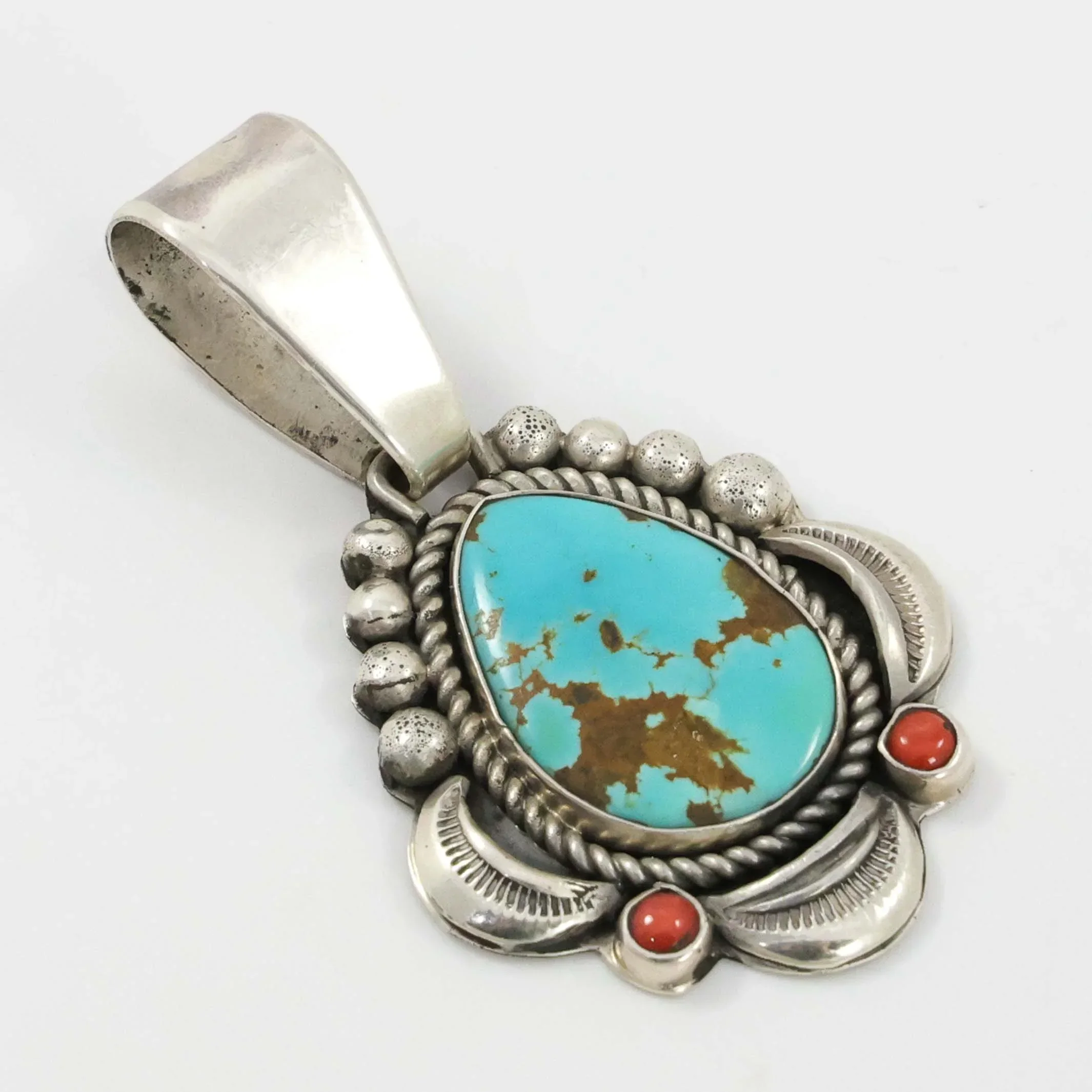 Turquoise and Coral Pendant - Image 2