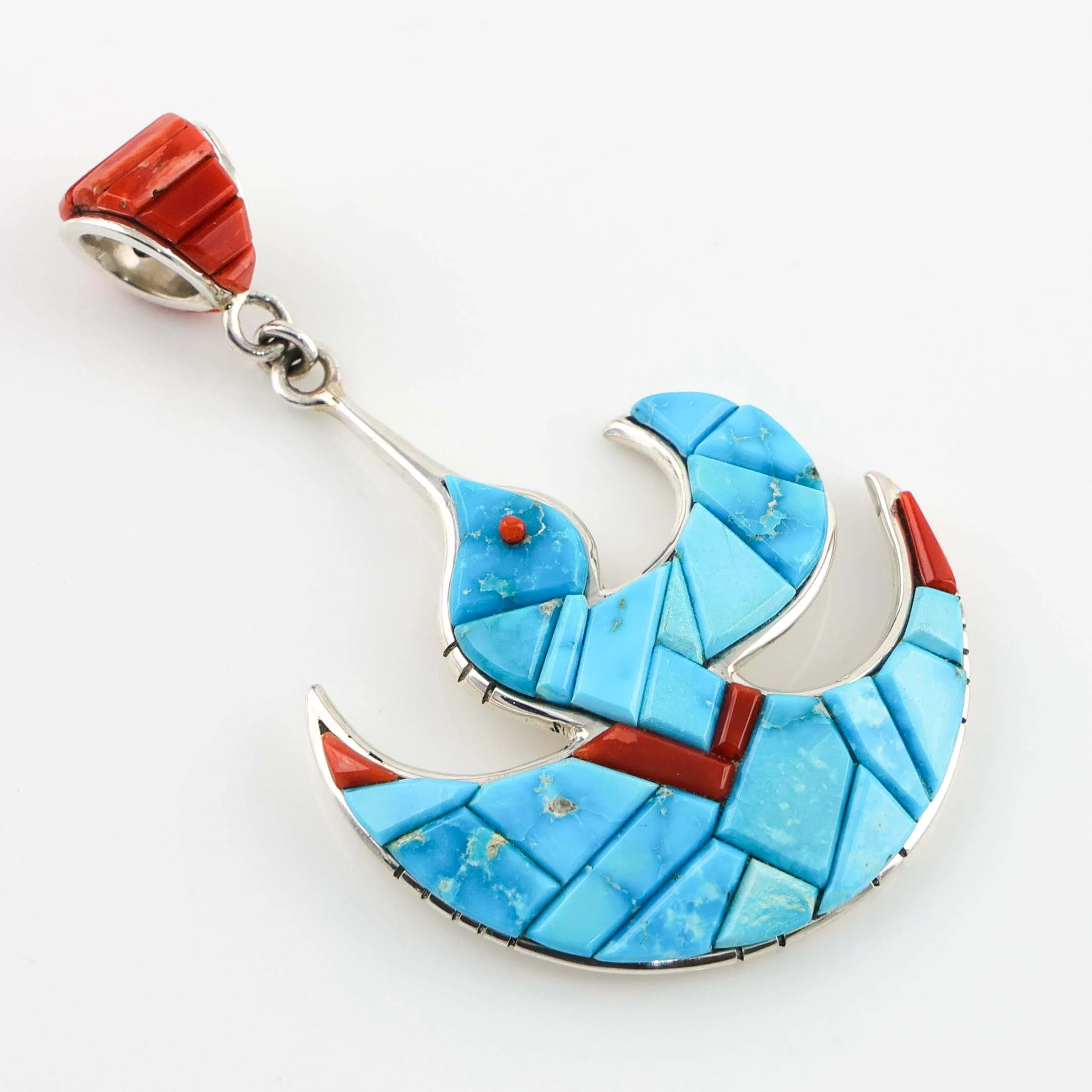 Turquoise and Coral Pendant - Image 2