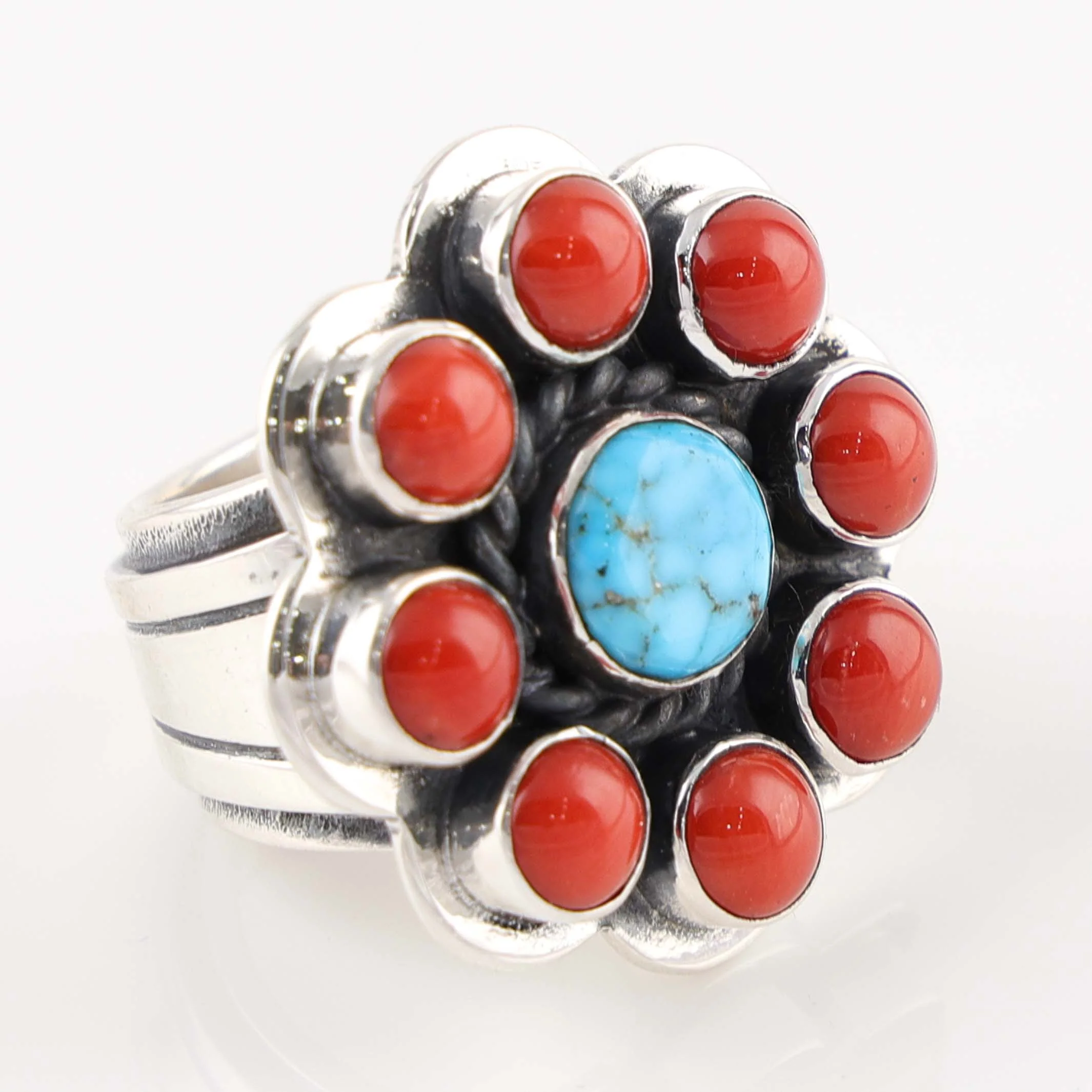 Turquoise and Coral Ring - Image 2