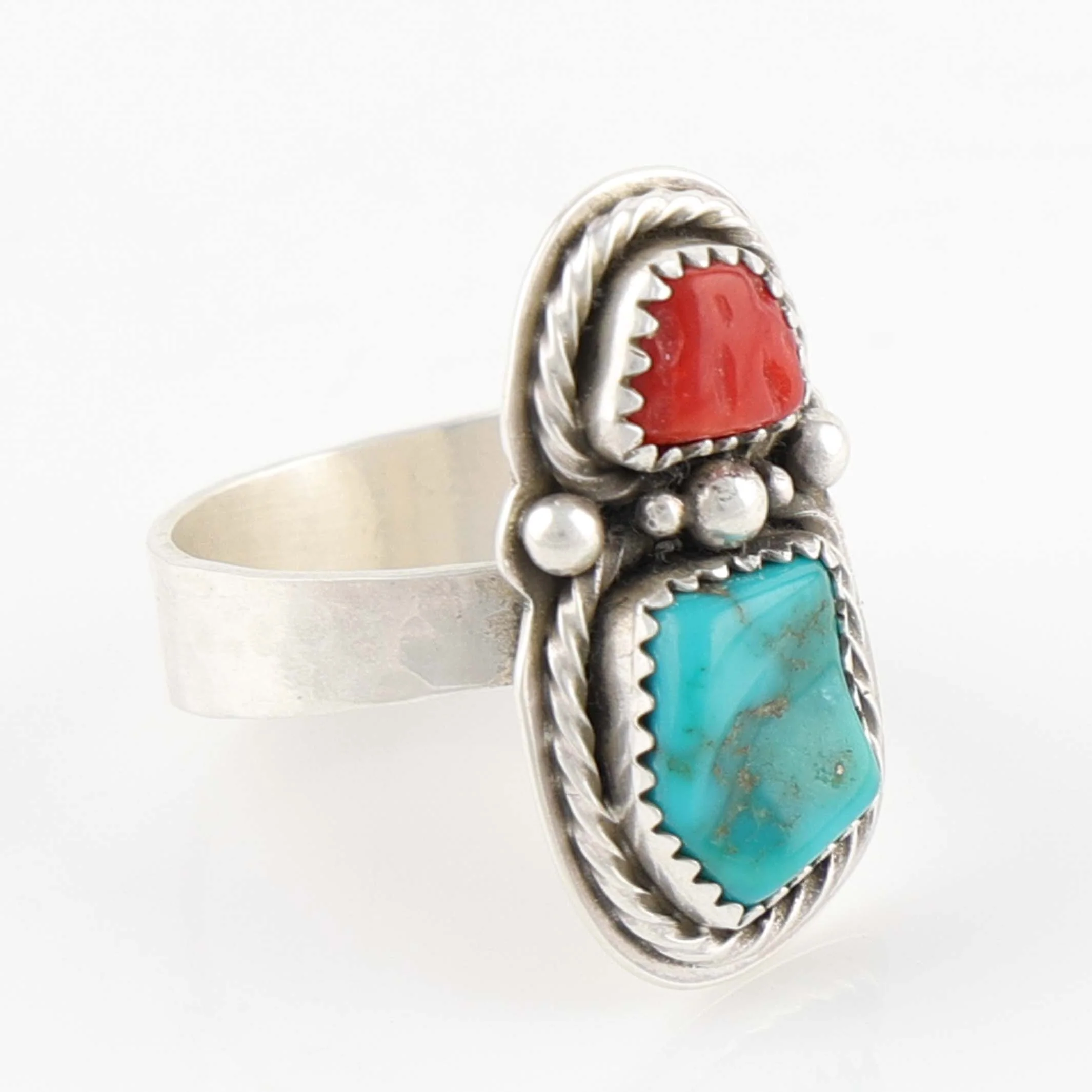 Turquoise and Coral Ring - Image 2