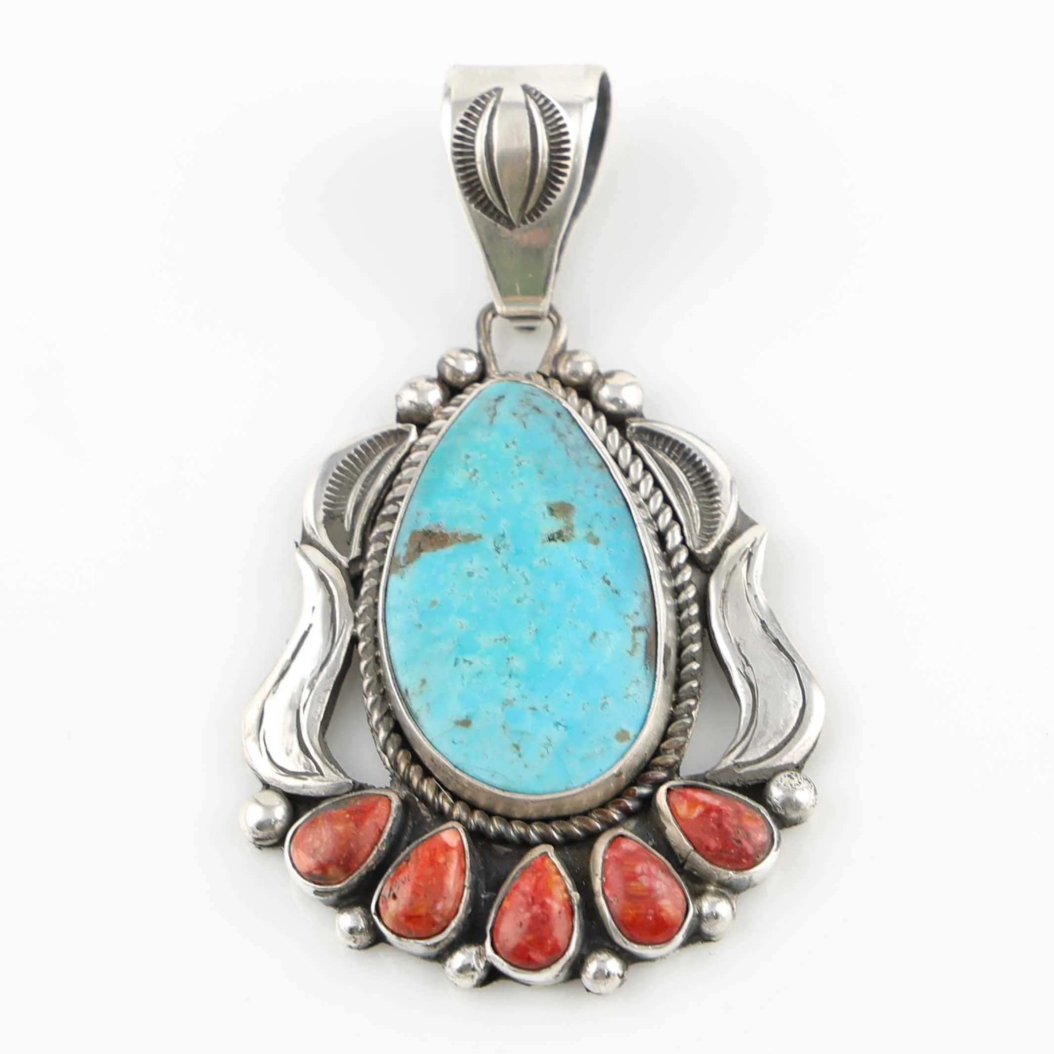Turquoise and Spiny Oyster Shell Pendant