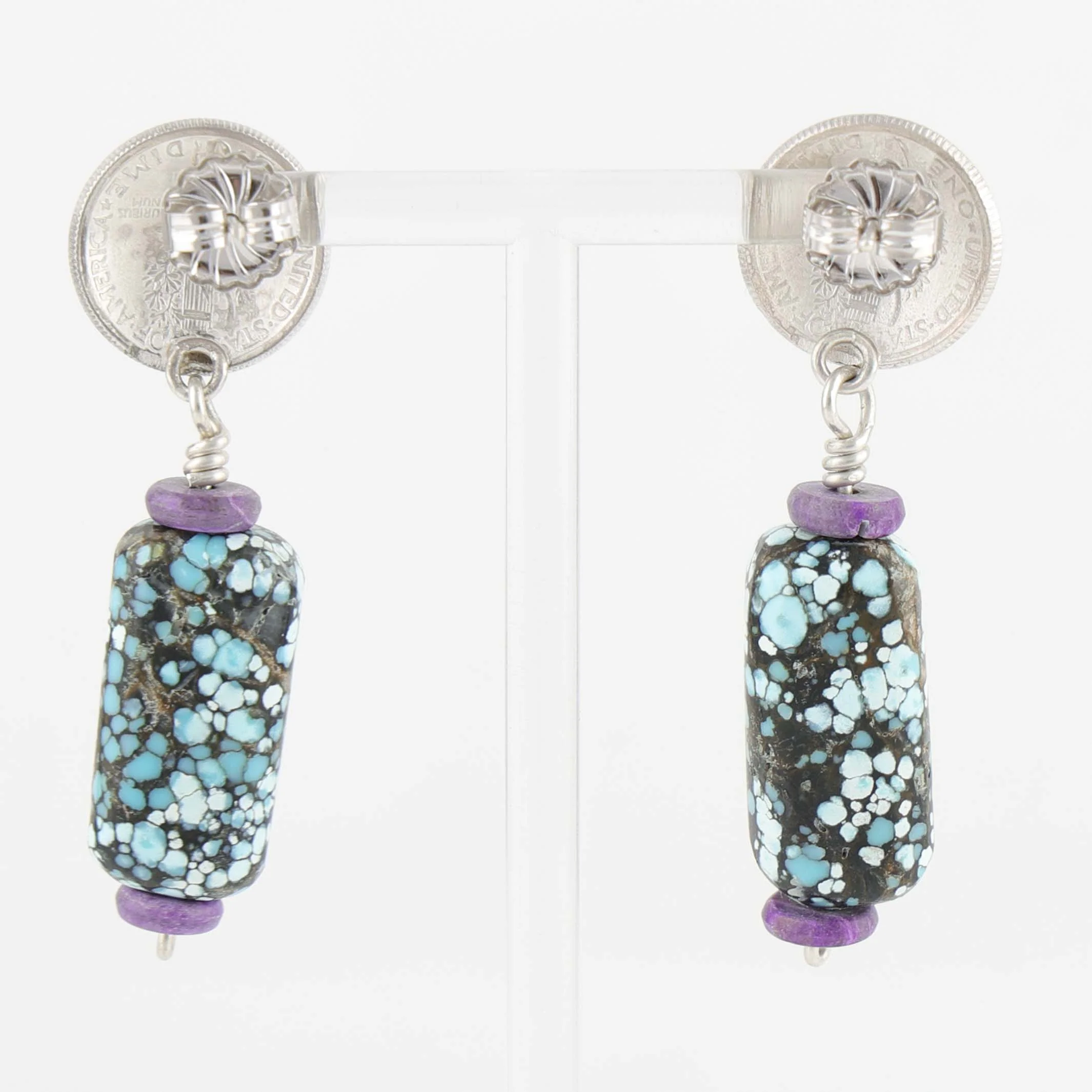 Turquoise and Sugilite Earrings - Image 2