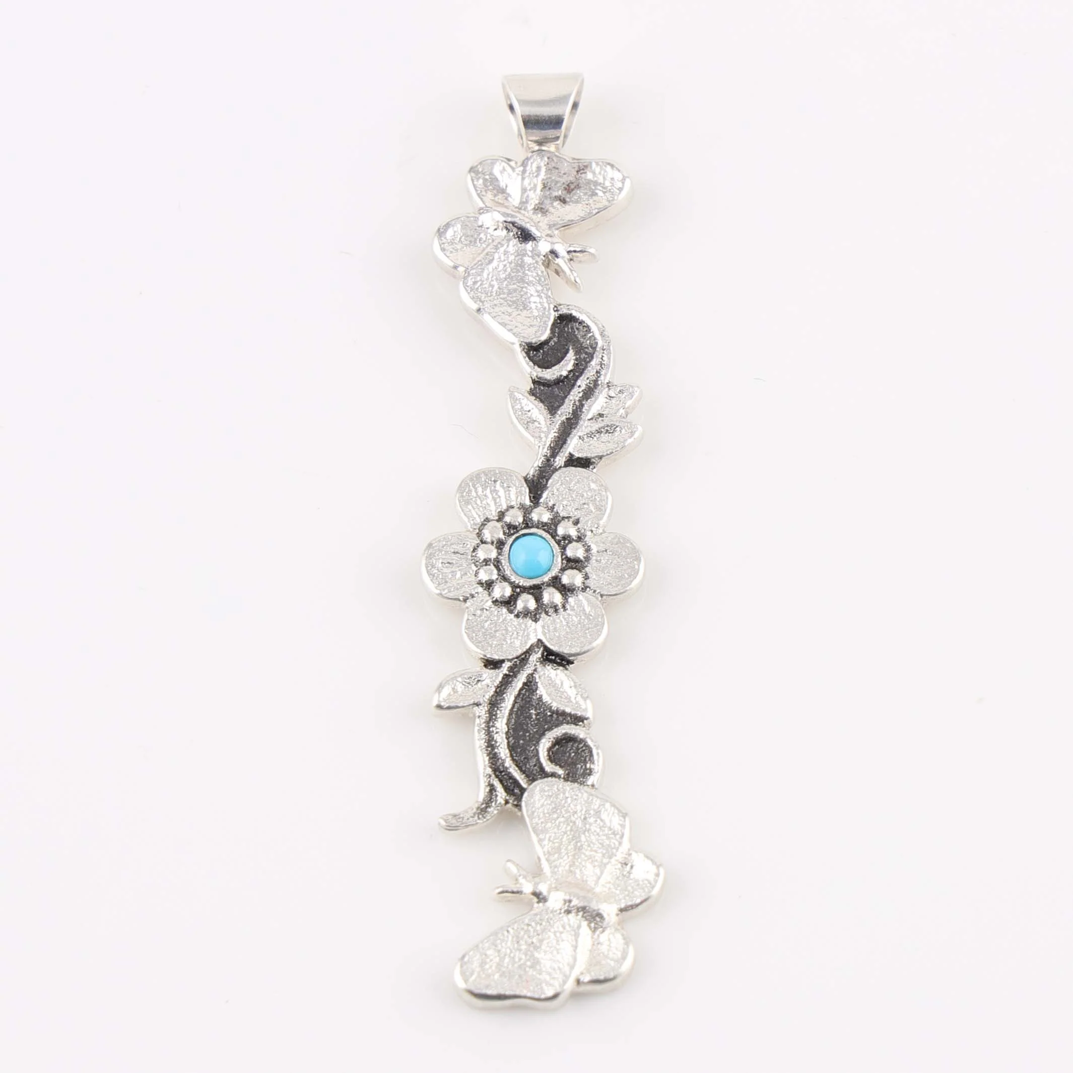 Turquoise Floral and Butterfly Pendant