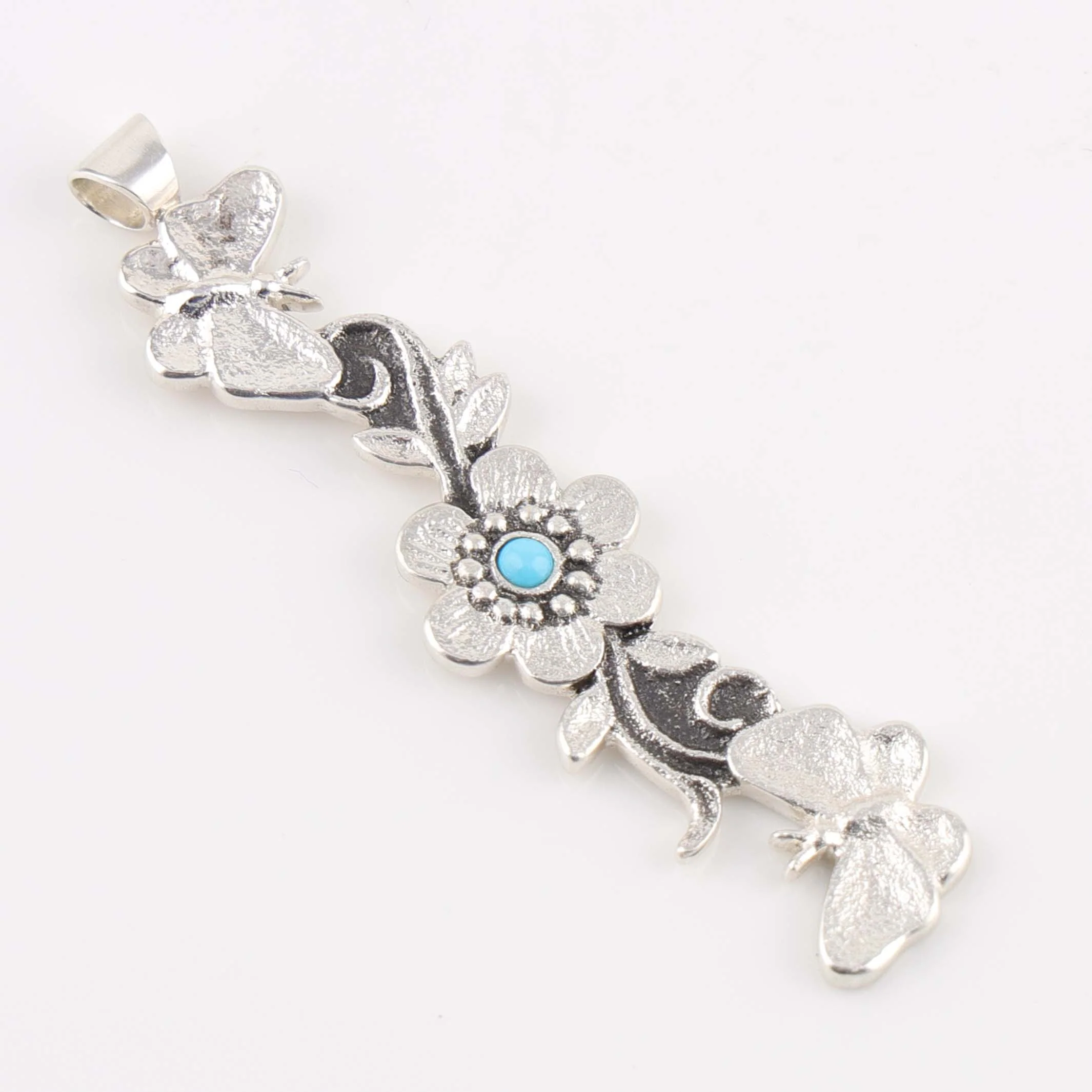 Turquoise Floral and Butterfly Pendant - Image 2