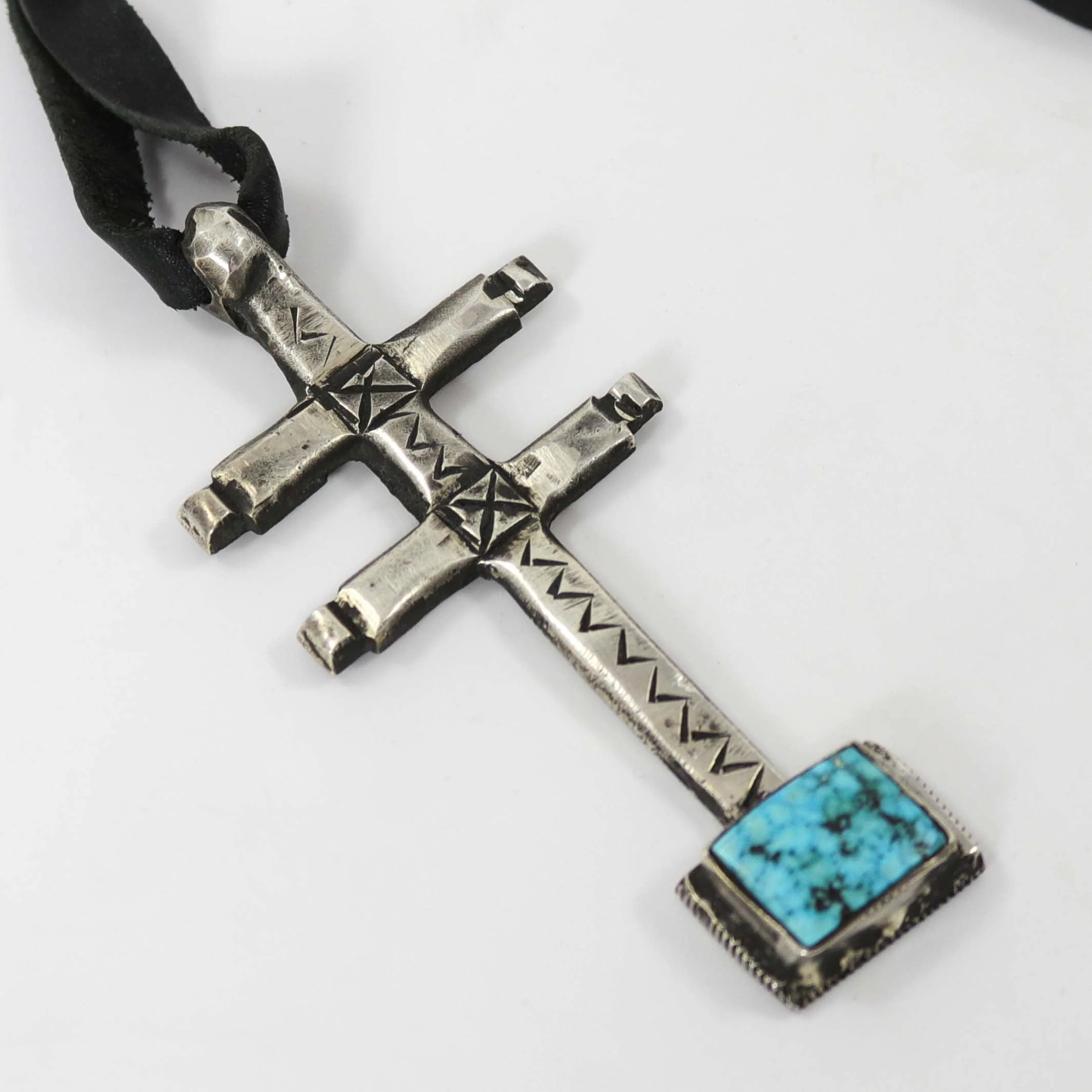 Turquoise Pueblo Cross Pendant - Image 3