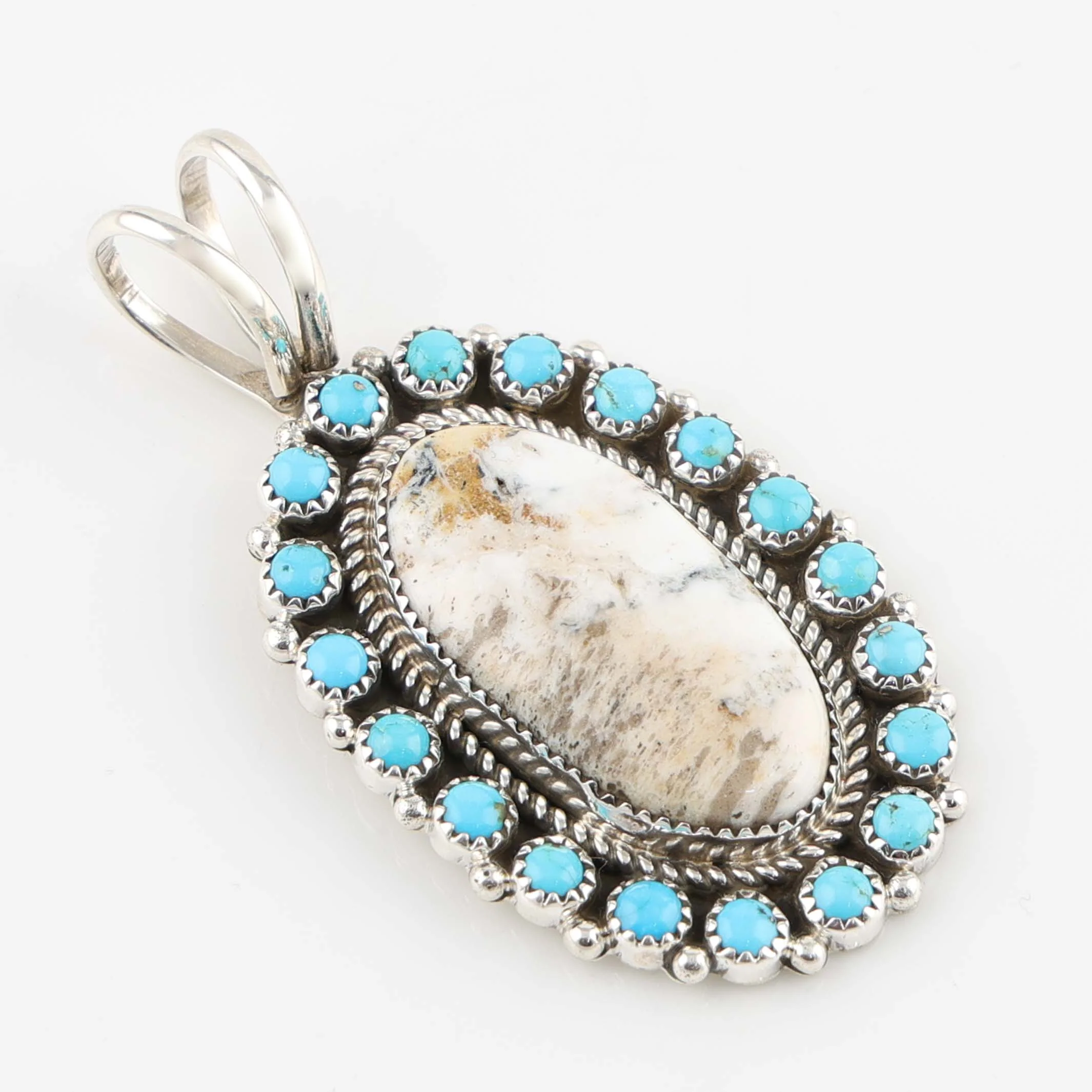 White Buffalo and Turquoise Pendant - Image 2