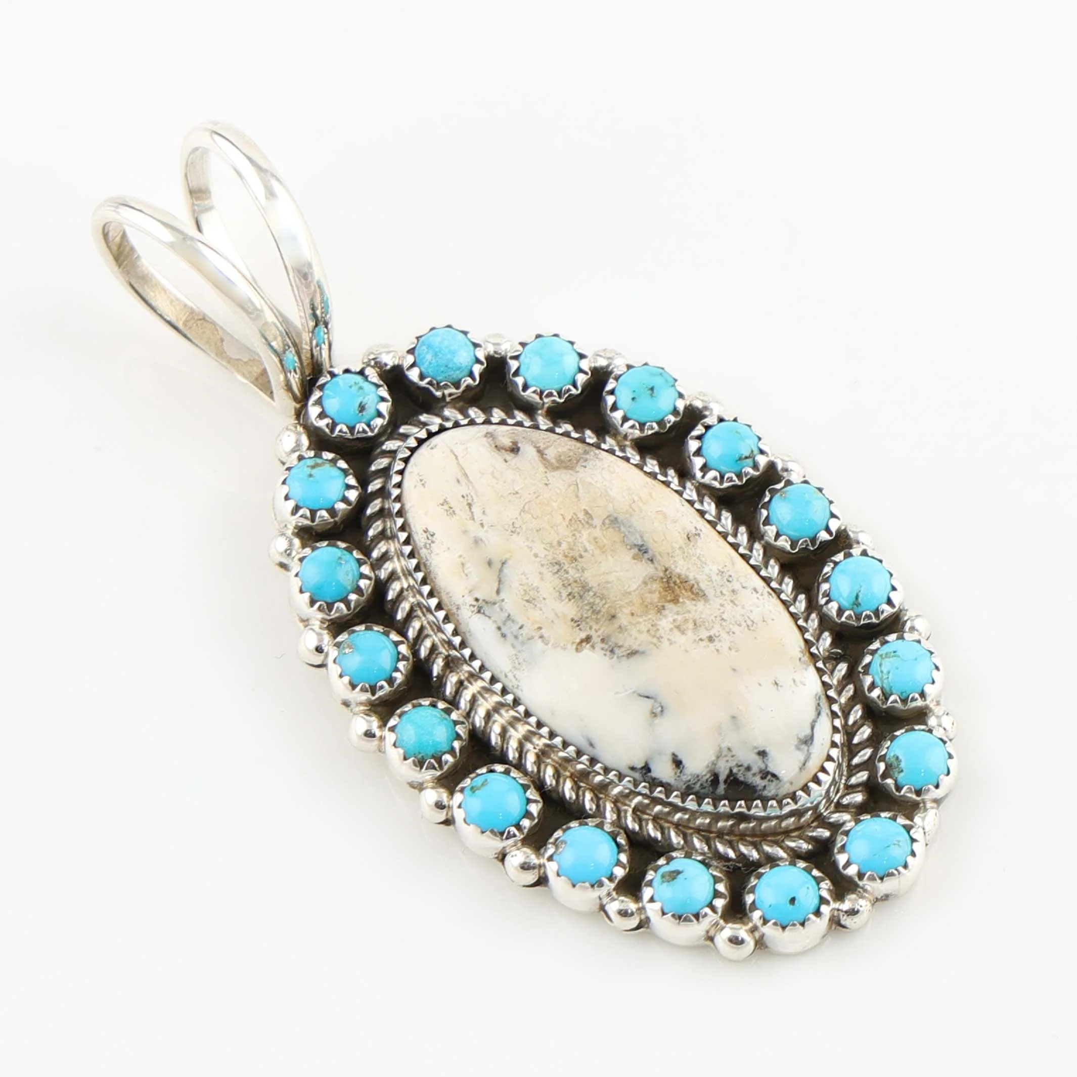 White Buffalo and Turquoise Pendant - Image 2