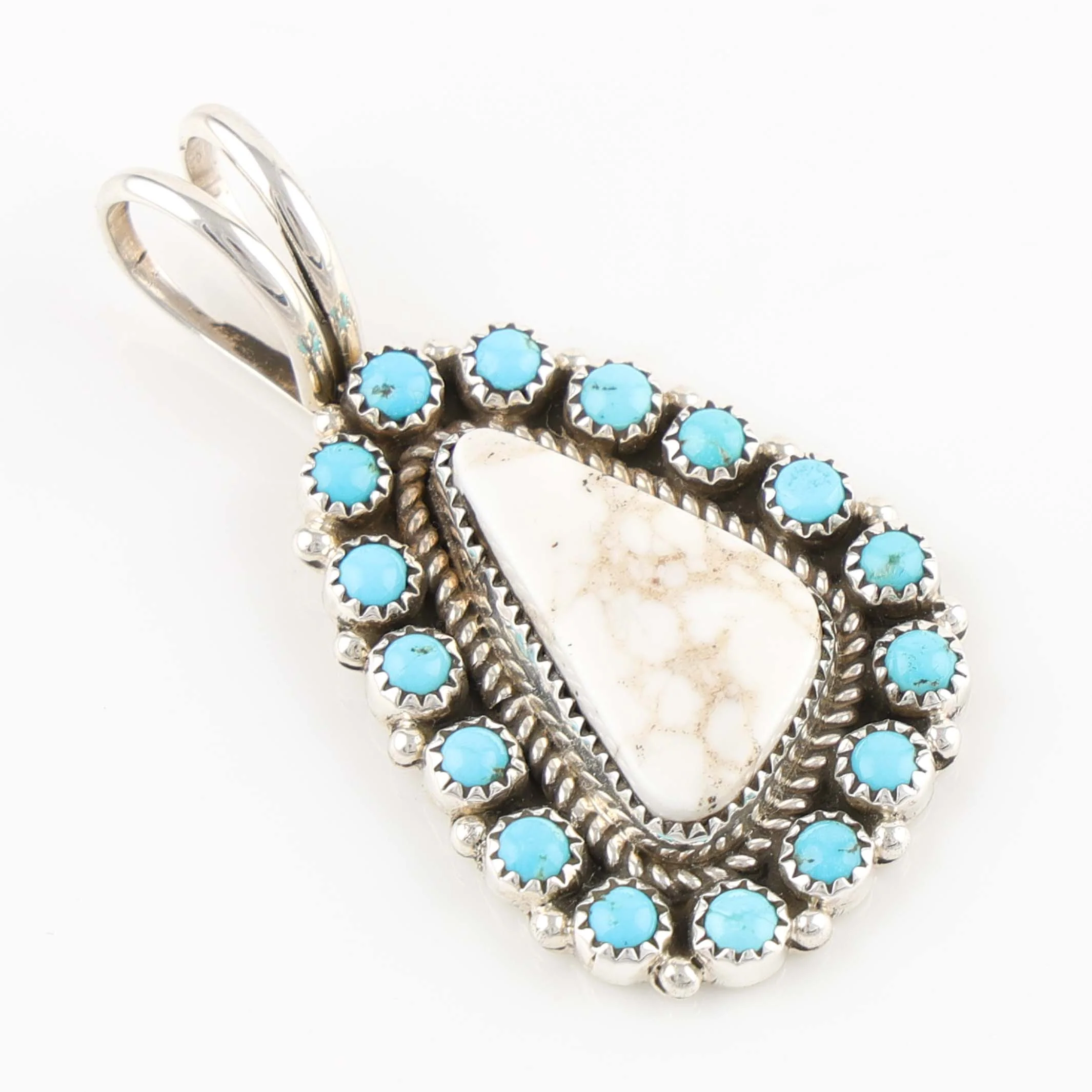 White Buffalo and Turquoise Pendant - Image 2